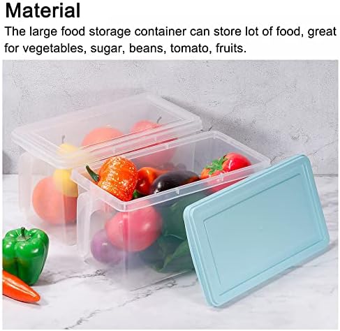 פלסטיק מזון אחסון מכולות עם ידית מכסים 2 יחידות, מזון אחסון ארגונית טרי תיבת לגיבוב מקרר ארגונית לאחסון פירות-כחול