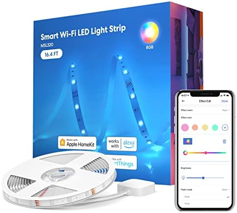 אורות רצועת LED חכמים עובדים עם Apple HomeKit, רצועת RGB Wifi 16.4ft, תואמת לסירי, Alexa & Google ו- Smartthings,