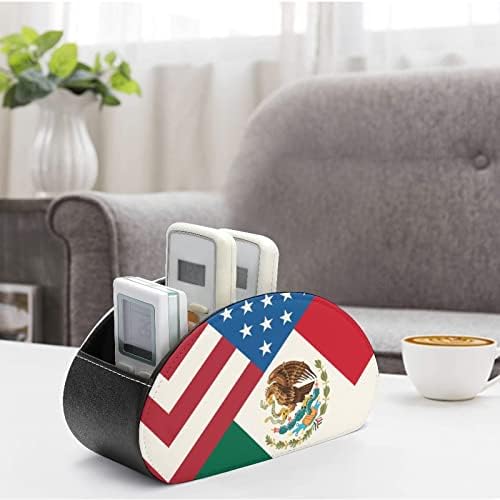 אמריקאי מקסיקני דגל עור מפוצל שלט רחוק מחזיק מארגן שולחן תיבת אחסון עם 5 תאים