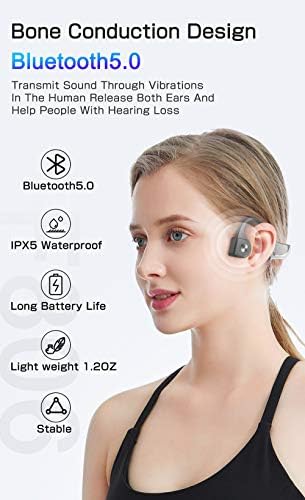 אוזניות הולכת עצם, Bluetooth 5.0 עם מיקרופון, הולכת עצם אלחוטית פתוחה, מוסיקה אטומה לזיעה קלה תשובה שיחת טלפון