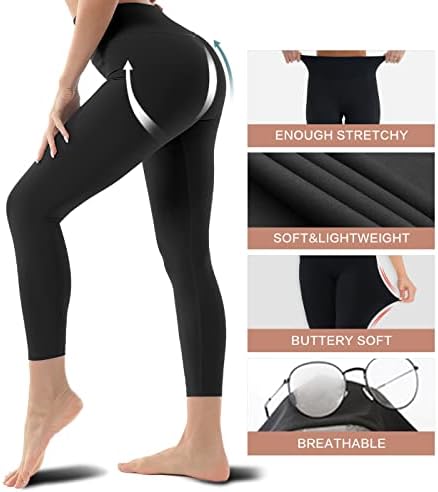 Blisset 3 חבילות חותלות גבוהות במותניים עבור מכנסי בקרת בטן ספורטיביים-רכים לנשים להפעלת אימון