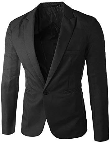 Wenkomg1 בלייזר עסקים לגברים דלים בכושר מתאים מעיל כפתור אחד ז'קט צבע אחיד מעיל מעיל שרוול ארוך חתונה לבגדי