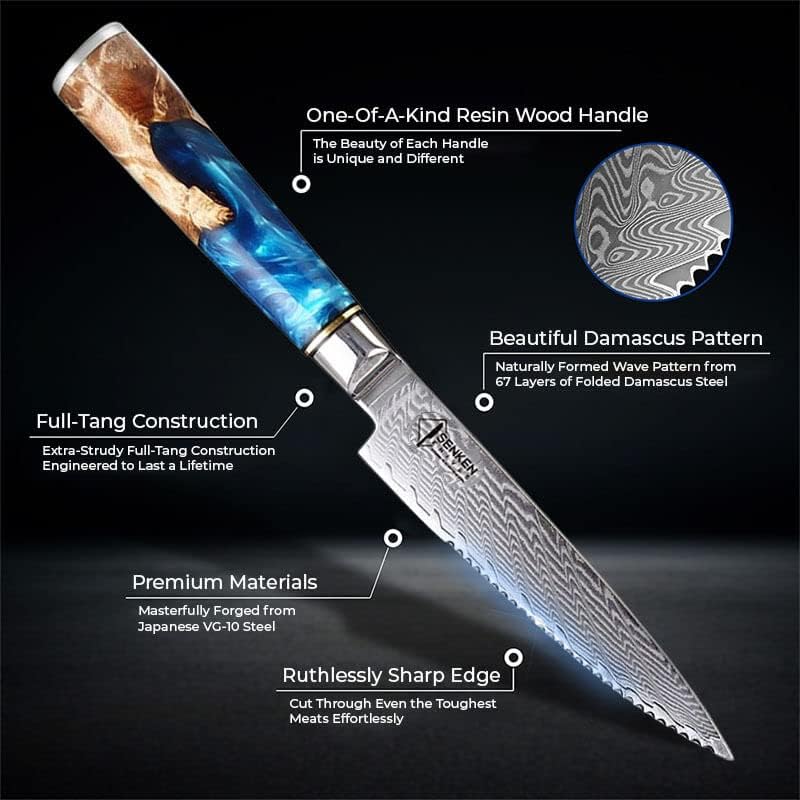 סנקן 13-חתיכה 67-שכבה דמשק פלדת מטבח סכין סט - צונאמי אוסף-7-חתיכה שף סכין סט עם 6 התאמת דמשק סטייק סכיני