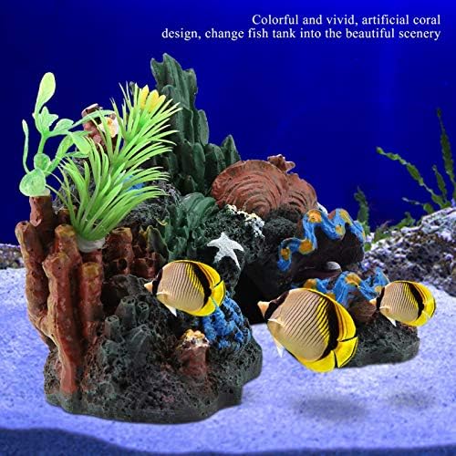 צבעוני מלאכותי שרף אלמוגים מערת דקור לימי דגי טנק אקווריום, נמוך תחזוקה מלאכותי אבן מערת דקור קישוט