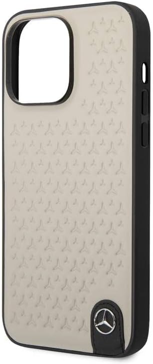CG ניידים מרצדס-בנץ מארז טלפון לאייפון 14 פרו מקס בתבנית כוכב אפור, מגן עור אמיתי, עמיד ואנטי סקרט עם יציאות