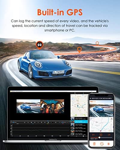 Vantrue 2 ערוץ WiFi Uber Daud Dash Cam עם GPS, 2.5K +1080p קדמי ופנים מצלמת מקף תא, IR Night Vision, מסך