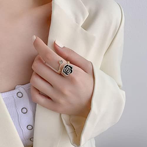2023 אישה חדשה משובצת טבעת יהלום קרה 2022 מיעוט תחושת אופנה עיצוב אישיות עיצוב שחור ורד שחור טבעות