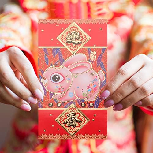 גלפדה אדום ארנק 60 יחידות סיני חדש שנה אדום מעטפות 2023 ארנב שנה הונג באו כסף מנות לראות מזל כסף