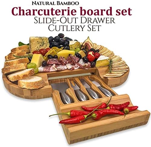 לוחות צ'רקוטרי גדולים מעודנים לוחות Charcuterie לוחות מתנה מגירות לוח גבינות במבוק ומנה ראשונה סכינים