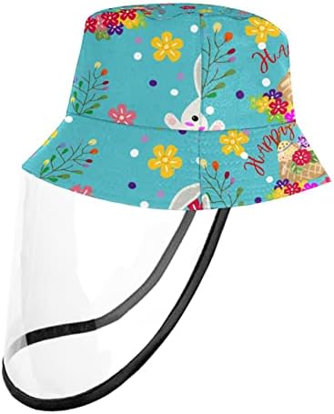 כובע מגן למבוגרים עם מגן פנים, כובע דייגים נגד שמש, ביצת ארנב מצויר של חג הפסחא