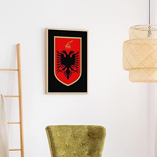 סמל אלבניה. מותאם אישית יהלומי ציור ערכות צבע אמנות תמונה על ידי מספרים עבור בית קיר קישוט 12 איקס 16