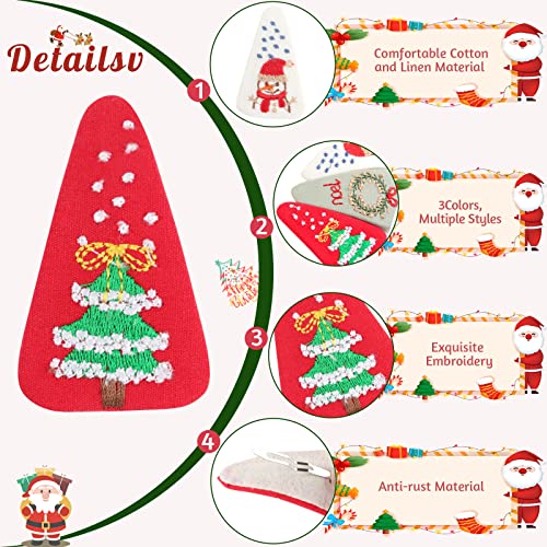 20 יחידות חג המולד שיער קליפים עבור בנות, חג המולד רקמה אדום הצמד קליפים סיכות עם עץ חג המולד, צבי, שלג דפוס