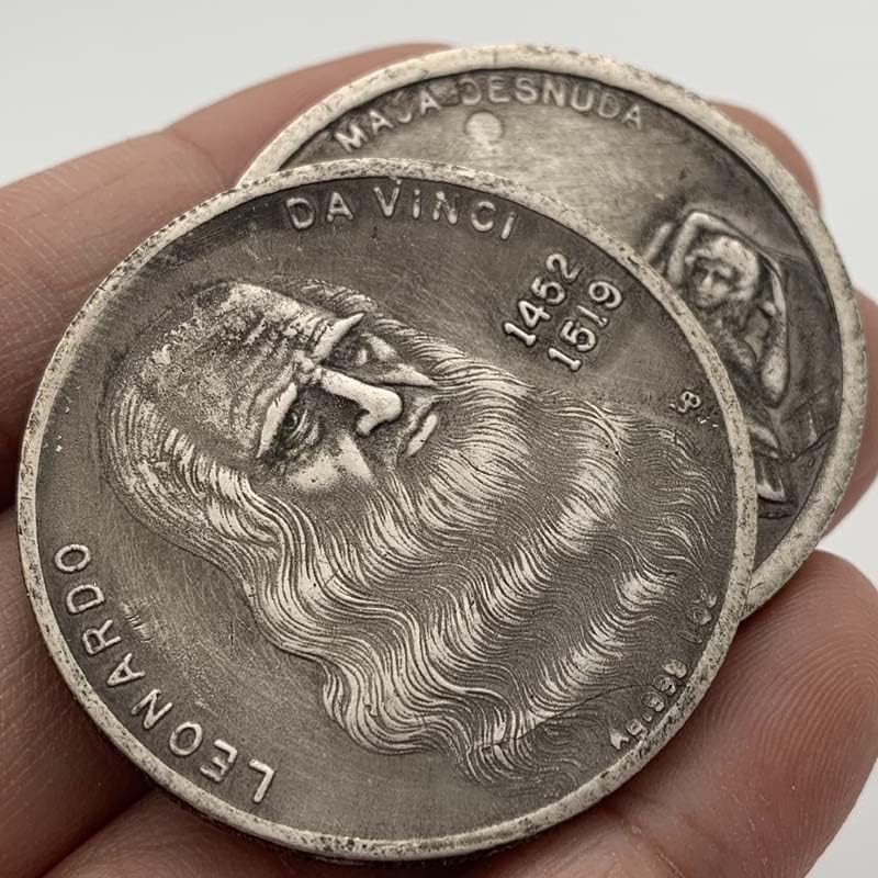 אירופאי רנסנס מטבע דה וינצ ' י הנצחה מטבע כסף דולר איטלקי כסף עגול קרפט מטבע כסף מטבע עתיק מטבע