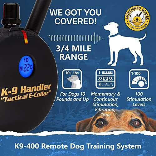 מחנך ק9-400 ק9 מטפל צווארון אלקטרוני מקצועי צווארון אילוף כלבים עם טווח מרחוק עד 3/4 מייל,