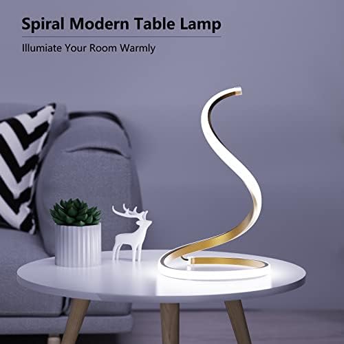 מנורת שולחן לד ספירלה, מנורת שולחן מודרנית 3 צבעים ניתנת לעמעום עם עיצוב תאורה מינימליסטי ובקר מגע, מנורה