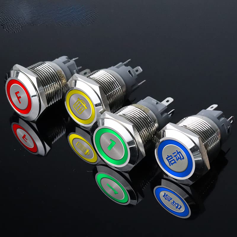 מתג כפתור מתכת התאמה אישית נילה/לוגו LED רגעי תאורה מתג חשמלי להתאמה אישית 12V 220V כחול 3-6V12 ממאציף
