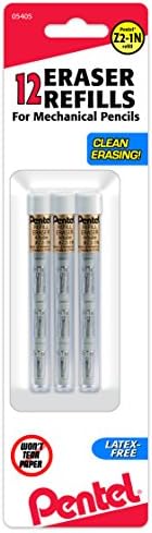 מילוי מחק פנטל® לעפרונות מכניים, לבן, חבילה של לידים 12 & ® Super Hi-Polymer®, 0.5 ממ, 2B, 12 לידים לכל